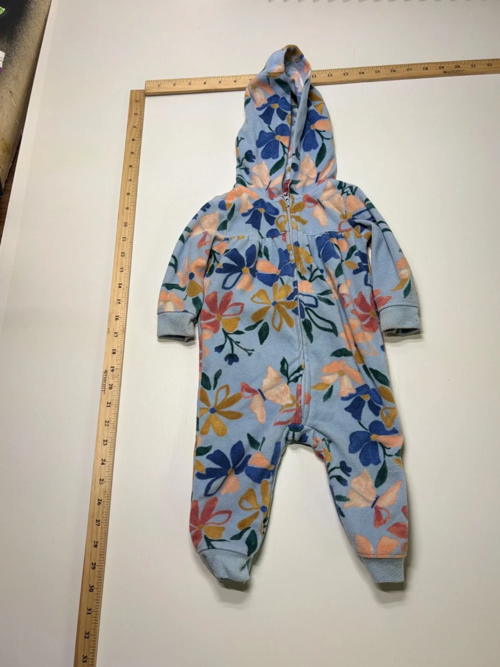 Carter’s Baby 9M Floral Hooded Fleece Romper One-Piece